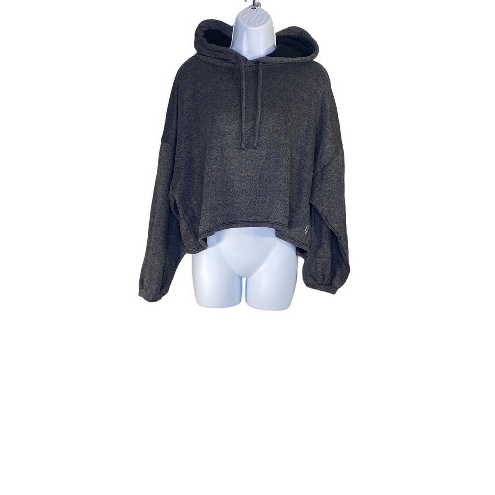 Free People Womens FP Movement Cropped Oversized‎ Hoodie Gray Size S